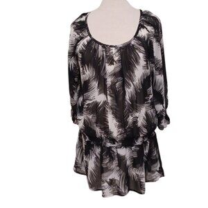 H&M Sheer Chiffon Relaxed Fit Pull On Blouse w/Elastic Waist- Sz. 6